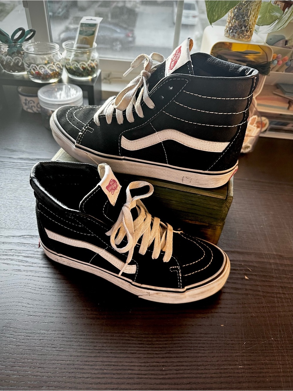 Vans Sk8-Hi Black White High Top Sneakers Mens 5.5 Womens 7